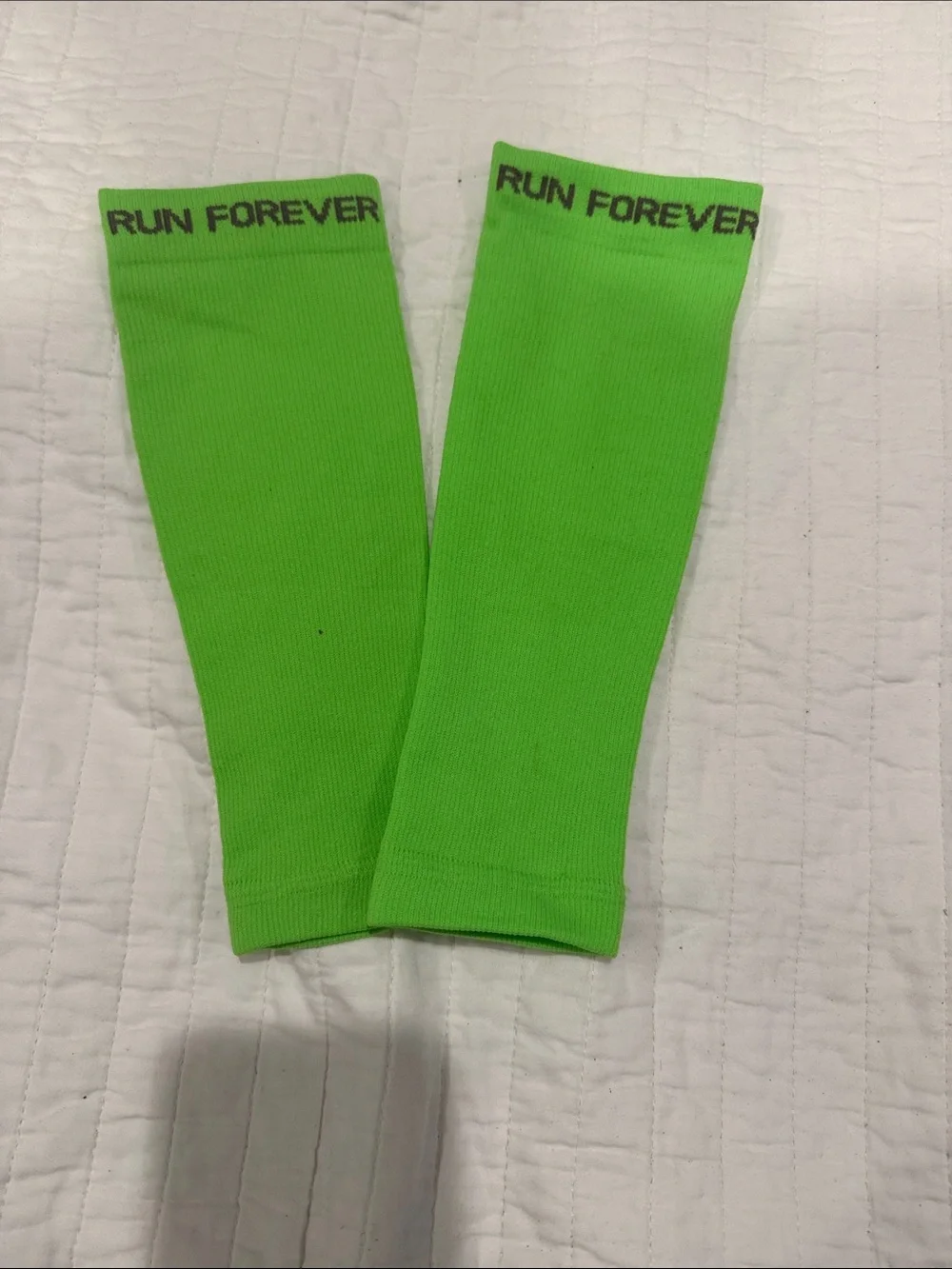 Neon Green 'RUN FOREVER' Athletic Compression Sleeve for Calf